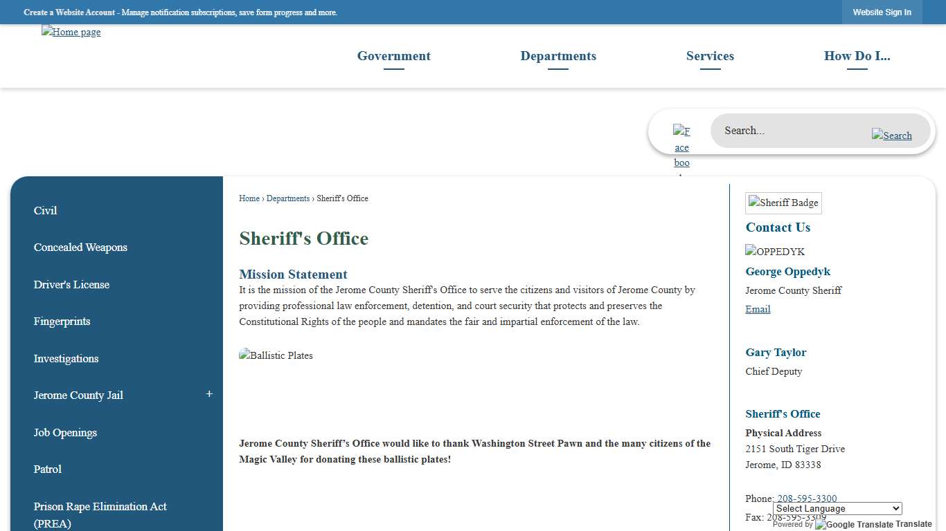 Sheriff's Office Jerome County, ID